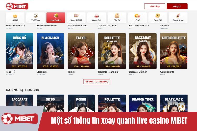 Một số thông tin xoay quanh live casino MIBET